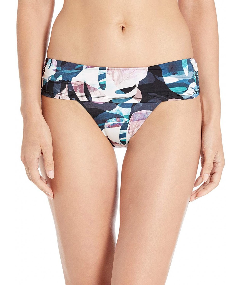 Bottoms Women's Rouched Soft Band Hipster Bikini Bottom - Multi//Seaside Leaves - CI18SMX5X7I $41.74