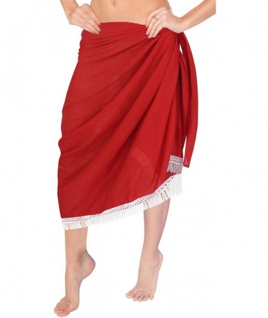 Cover-Ups Women's Sarong Swimwear Bikini Cover-Ups Summer Beach Wrap Full Long E - Spooky Red_h680 - C6126C6HP41 $25.82