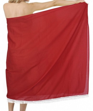 Cover-Ups Women's Sarong Swimwear Bikini Cover-Ups Summer Beach Wrap Full Long E - Spooky Red_h680 - C6126C6HP41 $25.82