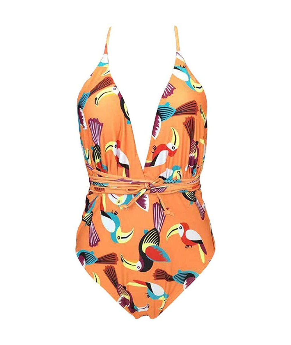 Sets Women's Bikini Padded Push-Up Bra Bandage Swimsuit Beachwear Swimwear Bathing Swimsuits - Orange - CP195RI43SW $81.56