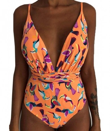 Sets Women's Bikini Padded Push-Up Bra Bandage Swimsuit Beachwear Swimwear Bathing Swimsuits - Orange - CP195RI43SW $81.56