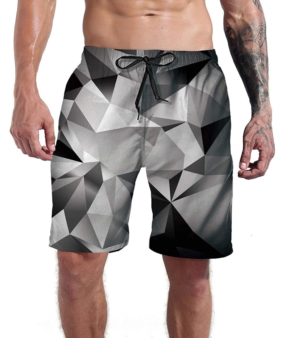 Board Shorts Men's Cool Swimtrunks Quick Dry 3D Printed Casual Hawaiian Mesh Lining Beach Board Shorts with Pockets S-XXXL - ...