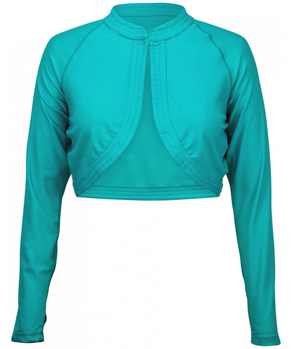 Cover-Ups UPF 50+ Women's Classic Shrug - Teal - CB11QW3R1MB $76.01