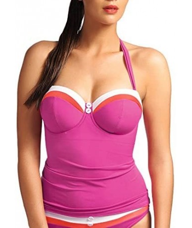 Tops Revival Underwire Bandeau Tankini Swim Top (AS3221) - Black - C511HTXSI43 $85.39