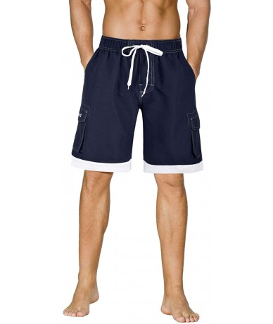 Board Shorts Men's Swim Trunks Classic Lightweight Board Shorts with Lining - Blue - CF18E597RE5 $35.41