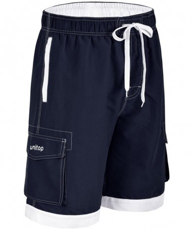 Board Shorts Men's Swim Trunks Classic Lightweight Board Shorts with Lining - Blue - CF18E597RE5 $35.41