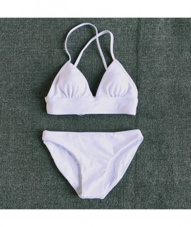 Sets Gradient Color Bikini Women Tie Side Bottom Padded Top Triangle Bikini String Bathing Suit Two Piece Swimsuit White - CB...