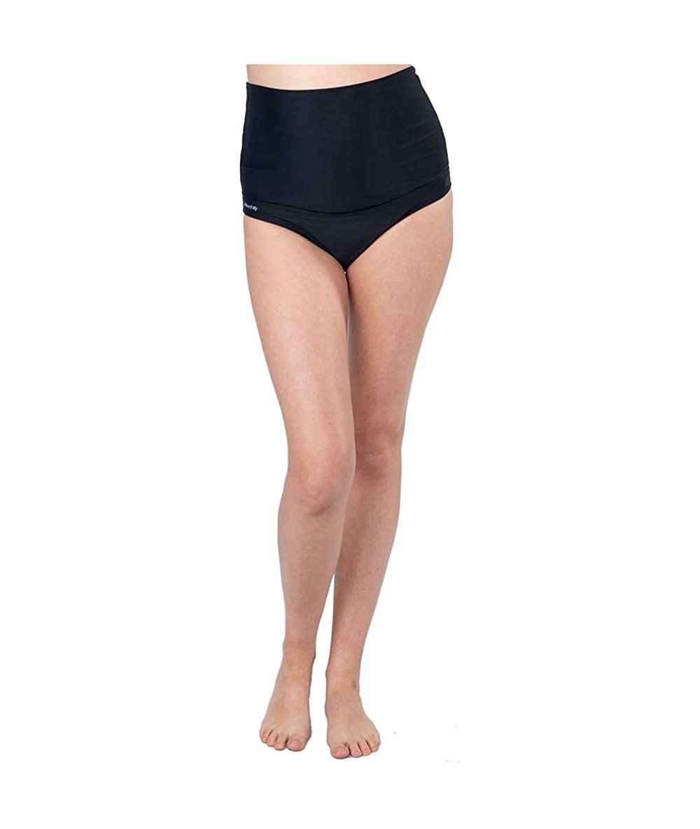 Bottoms Over The Belly Maternity Swimwear Bottoms-High Waist Cover Up-Women Bikini Bottom - Black - CQ12K9IKI8D $44.04