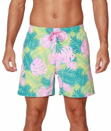 Trunks Performance Men's Quick Dry SPF50+ Swim Trunks Water Shorts Swimsuit Beach Shorts with Mesh Lining - Lush Leaves - CH1...