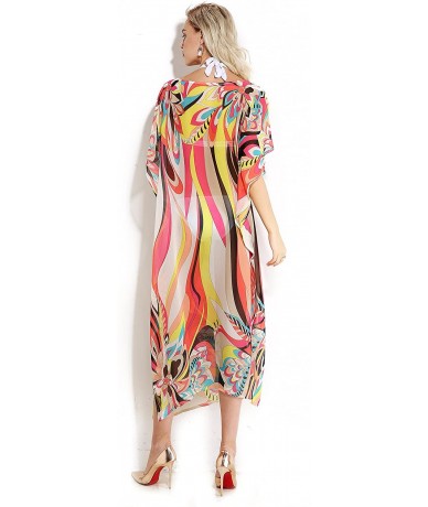 Cover-Ups Women's Chiffon Maxi Dresses Bathing Suit Cover Ups Long Robe - As Picture - C01845OQXAZ $37.48