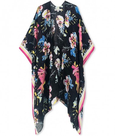 Cover-Ups Women's Beach Cover up Swimsuit Kimono Cardigan with Bohemian Floral Print - Tropical Garden - CH18Q8ONKXO $42.67