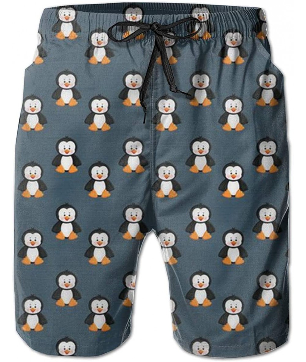 Board Shorts Men Summer Casual Swimming Shorts Quick Dry Swimming Shorts with Pockets - Cute Funny Animal Penguin - C6198ZWL5...