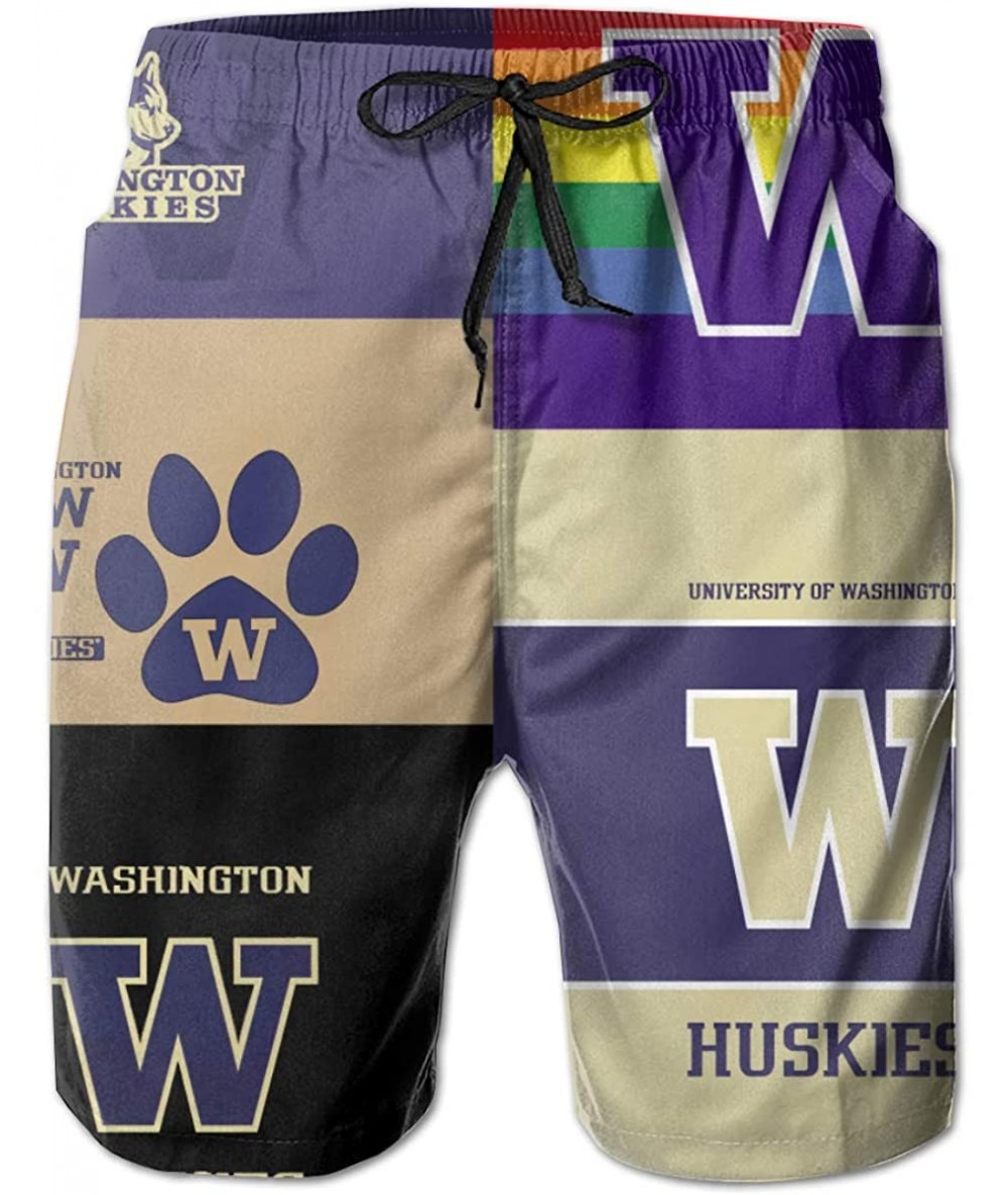 Board Shorts Men's Quick Dry Swim Shorts with Mesh Lining Swimwear Bathing Suits Beach Shorts - Washington Huskies-5 - CF190R...