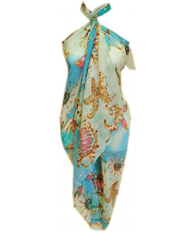 Cover-Ups Rose Jewelry Pareo Scarf Swimsuite Cover up - Jewelry Aqua - CK11PFE5SQT $26.35