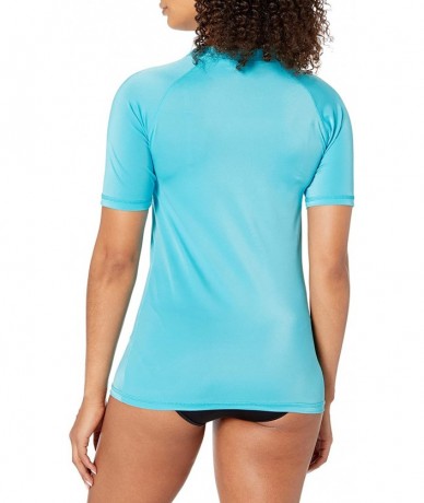 Rash Guards Women's Breeze UPF 50+ Short Sleeved Active Rashguard & Workout Top - Juliette Aqua - CU127NABOFF $38.37