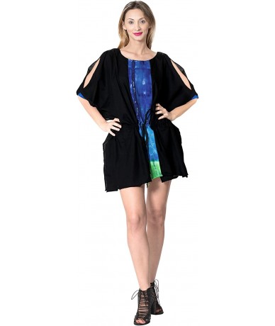 Cover-Ups Women's Rayon Beach Cover up Swimsuit Kimono Cardigan with Bohemian Floral Print - Halloween Black_b236 - CM18066ME...