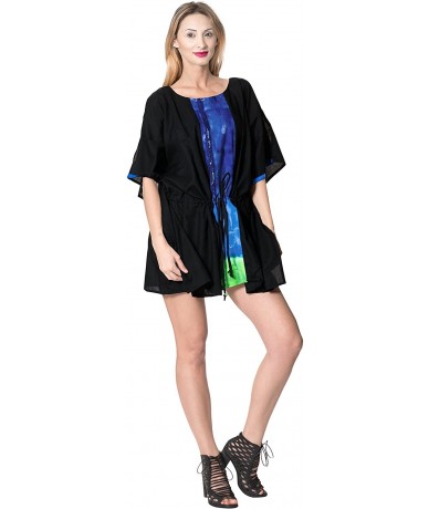 Cover-Ups Women's Rayon Beach Cover up Swimsuit Kimono Cardigan with Bohemian Floral Print - Halloween Black_b236 - CM18066ME...