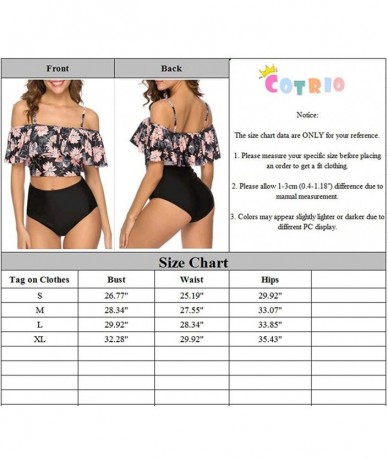 Sets Bikini Swimsuit for Women High Waisted Swimsuits Two Piece Tankini Ruffled Top with Swim Bottom Bathing Suits Black 461 ...