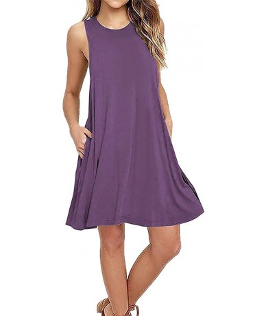 Cover-Ups Women's Solid Midi T-Shirt Sundress - X5 - CV18TOQD5IL $32.42