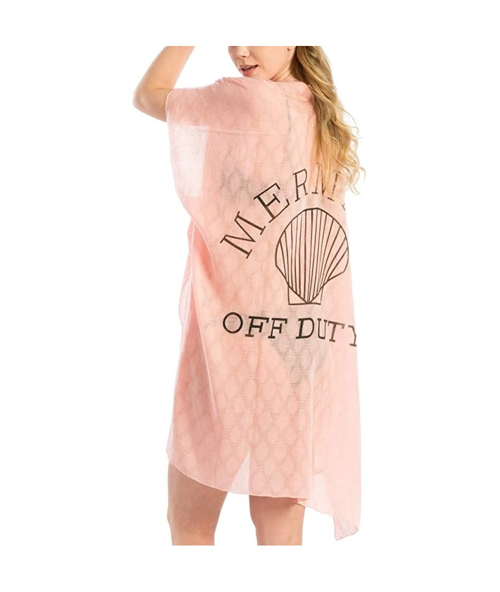 Cover-Ups Women Summer Beach Swimsuit Bikini Cover Up Kimono Cardigan - Mermaid Off Duty - Pink - C318QQC4QI2 $31.70