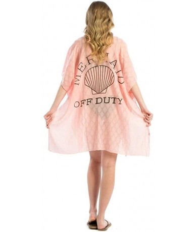 Cover-Ups Women Summer Beach Swimsuit Bikini Cover Up Kimono Cardigan - Mermaid Off Duty - Pink - C318QQC4QI2 $31.70