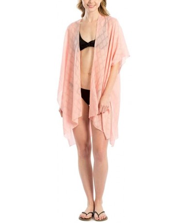 Cover-Ups Women Summer Beach Swimsuit Bikini Cover Up Kimono Cardigan - Mermaid Off Duty - Pink - C318QQC4QI2 $31.70