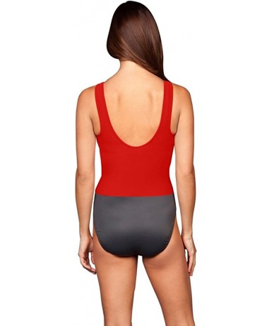 One-Pieces Lipstick Red Colorblock DD-Cup Regatta Underwire One Piece Swimsuit Size 16DD - CK18457C4GC $88.57