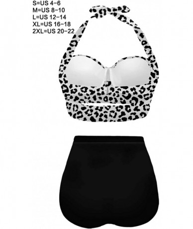 Sets Women Vintage Polka Dot High Waisted Bathing Suits Bikini Set - Z-white+black - CH196536HIT $51.31