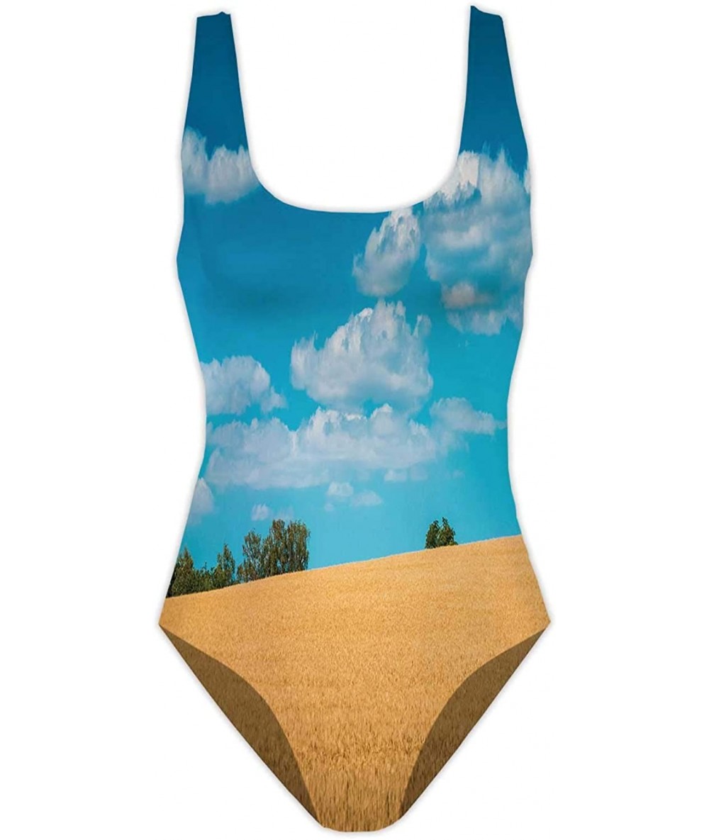 One-Pieces Washington - Landmarks with Cherry Illustration - Washington DC-Women One Piece Swimsuit Swimwear for Surfing Cher...