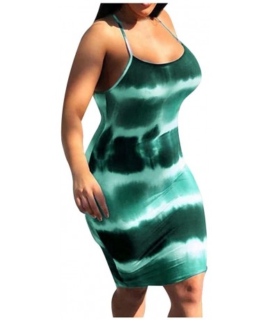 Cover-Ups Women's Stripe Bodycon Sleeveless Party Tunic Long Maxi Dress - 04-green - C219C52K72R $27.86