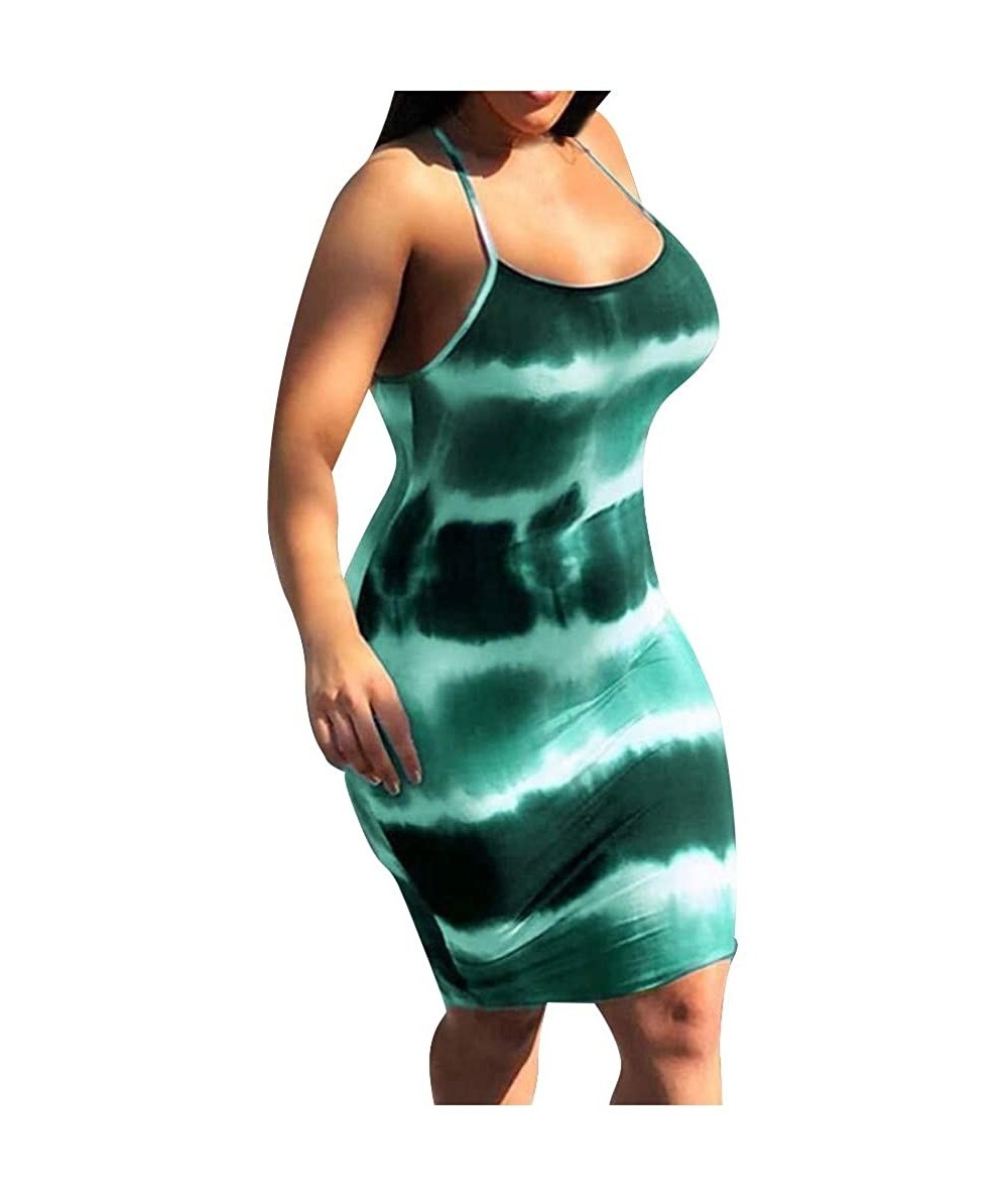 Cover-Ups Women's Stripe Bodycon Sleeveless Party Tunic Long Maxi Dress - 04-green - C219C52K72R $27.86