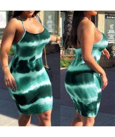 Cover-Ups Women's Stripe Bodycon Sleeveless Party Tunic Long Maxi Dress - 04-green - C219C52K72R $27.86