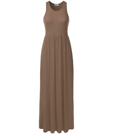 Cover-Ups Women's Sleeveless Racerback Long Maxi Dress with Pockets (XS-XXL) - Dbd002_mocha - C3196XDQU0K $41.21