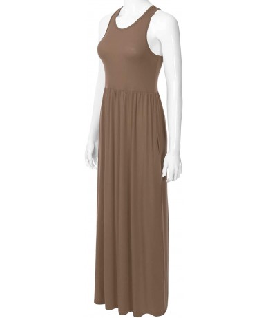 Cover-Ups Women's Sleeveless Racerback Long Maxi Dress with Pockets (XS-XXL) - Dbd002_mocha - C3196XDQU0K $41.21