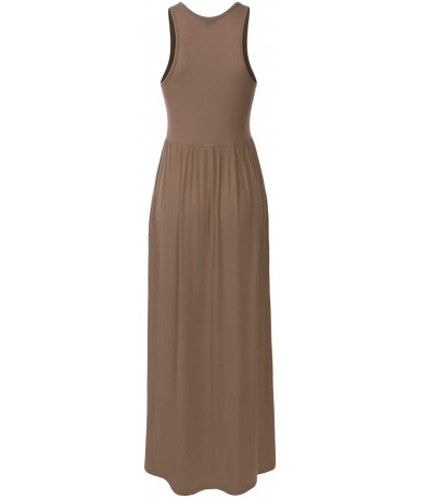 Cover-Ups Women's Sleeveless Racerback Long Maxi Dress with Pockets (XS-XXL) - Dbd002_mocha - C3196XDQU0K $41.21