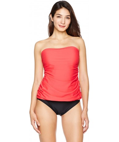 Tankinis Women's Off Shoulder Bandeau Tankini Top Bathing Suit Top Only - Red - C0182GI3GM4 $38.24