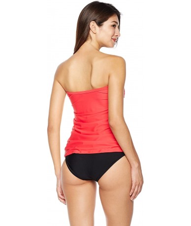 Tankinis Women's Off Shoulder Bandeau Tankini Top Bathing Suit Top Only - Red - C0182GI3GM4 $38.24