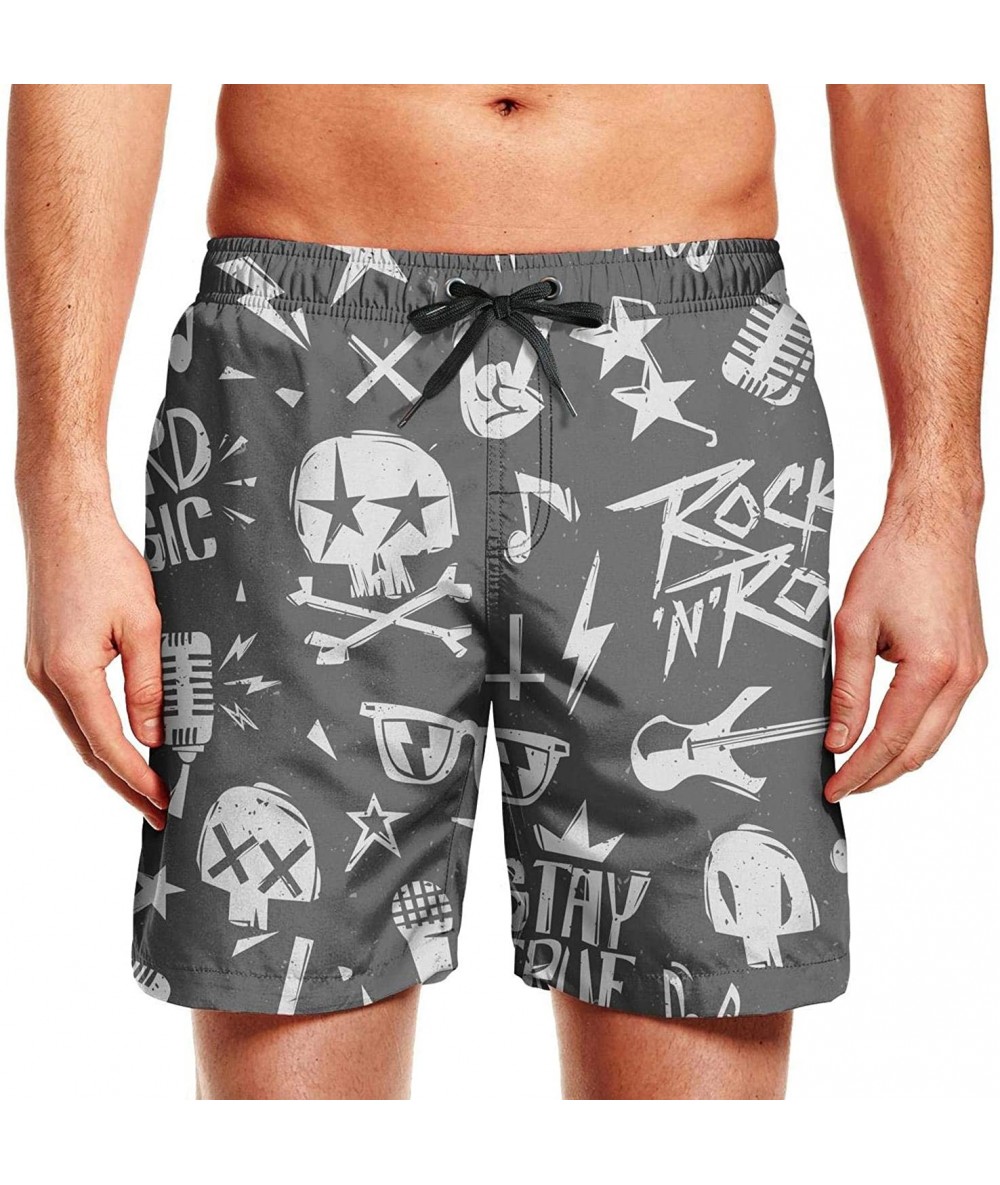 Board Shorts Mens Swim Trunks Summer Cool Quick Dry Board Shorts with Mesh Lining - Rock Roll Pop - CA18OR772QI $55.54