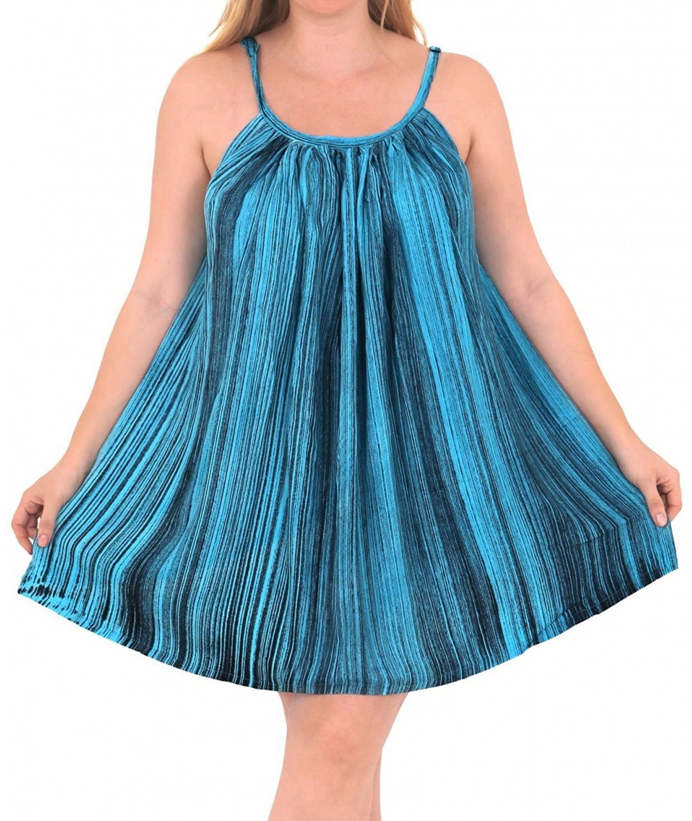 Cover-Ups Women's Plus Size Beach Dress Hawaiian Camp Party Loungewear Printed B - Turquoise_f793 - C6182GXQROS $43.27