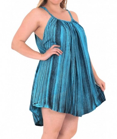 Cover-Ups Women's Plus Size Beach Dress Hawaiian Camp Party Loungewear Printed B - Turquoise_f793 - C6182GXQROS $43.27