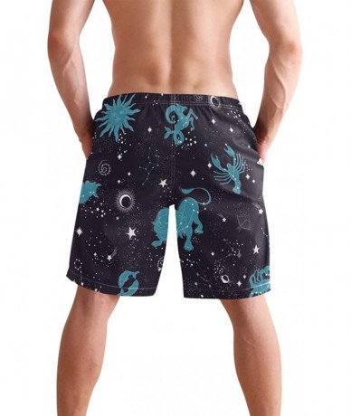 Racing Men's Swim Trunks Hedgehog Cactus Quick Dry Beach Board Shorts with Pockets - Zodiac Constellation - CM18QQWQQ7M $52.26