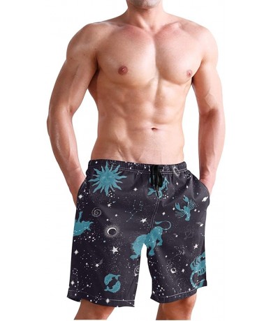 Racing Men's Swim Trunks Hedgehog Cactus Quick Dry Beach Board Shorts with Pockets - Zodiac Constellation - CM18QQWQQ7M $52.26