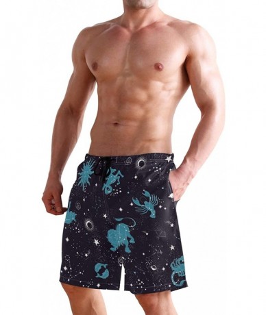 Racing Men's Swim Trunks Hedgehog Cactus Quick Dry Beach Board Shorts with Pockets - Zodiac Constellation - CM18QQWQQ7M $52.26