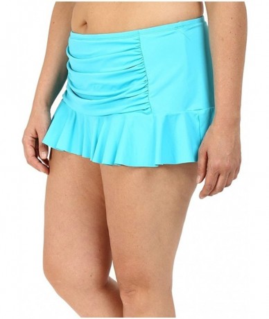 Bottoms Women's Plus-Size Solid Retro Skirted Bikini Bottom - Island Bleu - CP12CFZ2QXX $47.70