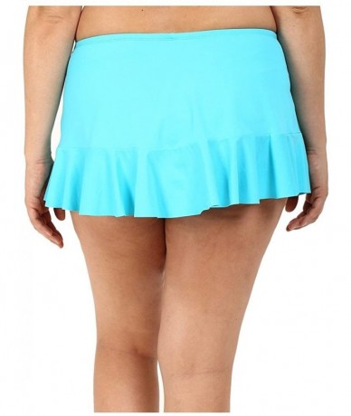 Bottoms Women's Plus-Size Solid Retro Skirted Bikini Bottom - Island Bleu - CP12CFZ2QXX $47.70