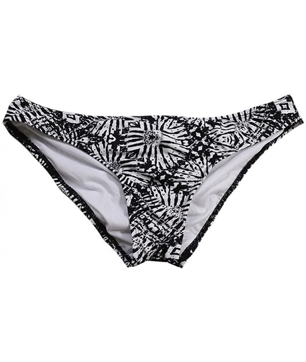 Bottoms Women's Cheeky Hipster Bikini Bottom - Black/White - CS12I8QIKXN $47.02