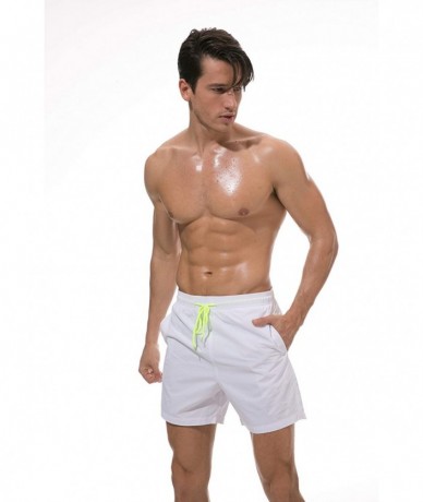 Trunks Men's Swim Trunks Quick Dry Beach Shorts with Pockets - Es12-white - CE18RE2KLEM $32.96