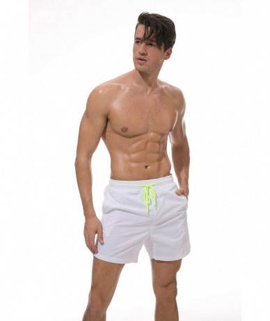 Trunks Men's Swim Trunks Quick Dry Beach Shorts with Pockets - Es12-white - CE18RE2KLEM $32.96