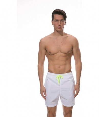 Trunks Men's Swim Trunks Quick Dry Beach Shorts with Pockets - Es12-white - CE18RE2KLEM $32.96