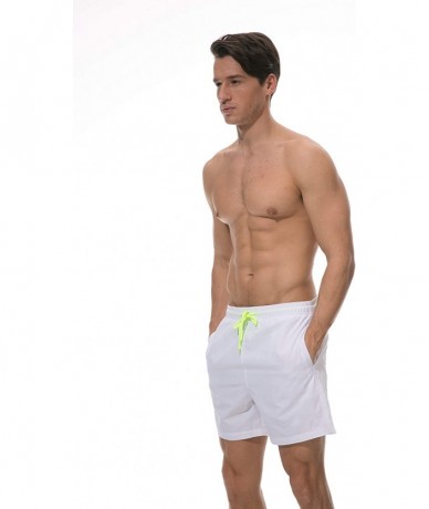 Trunks Men's Swim Trunks Quick Dry Beach Shorts with Pockets - Es12-white - CE18RE2KLEM $32.96